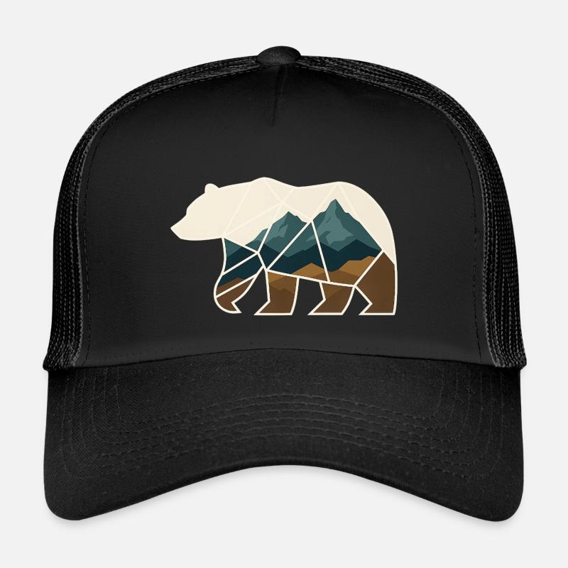 Bär Design geometrisch - Kinder Trucker-Cap - Schwarz/Schwarz