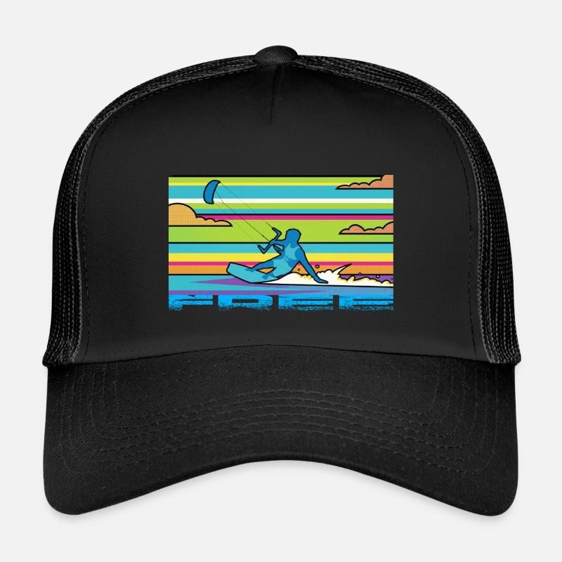 Kitesurf - Kinder Trucker-Cap - Schwarz/Schwarz