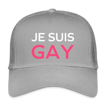 Ich bin schwul - Kinder Trucker-Cap - Hellgrau - Vorne