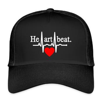 Battement de cœur - Blanc Rouge - Casquette trucker enfant - noir/noir - Devant