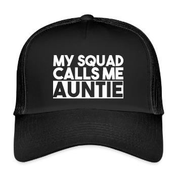 Auntie Football Silhouette Sports Typography Art - Kids’ Trucker Cap - black/black - Front