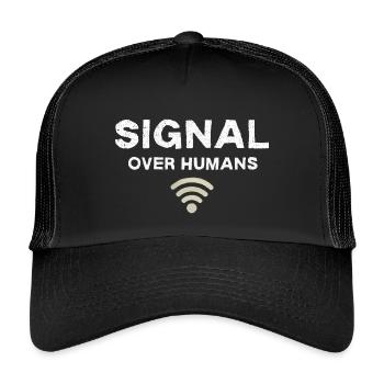 Signal über Menschen – lustiges Tech-Zitat - Kinder Trucker-Cap - Schwarz/Schwarz - Vorne