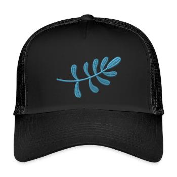 Light blue leaf embroidered - Kids’ Trucker Cap - black/black - Front