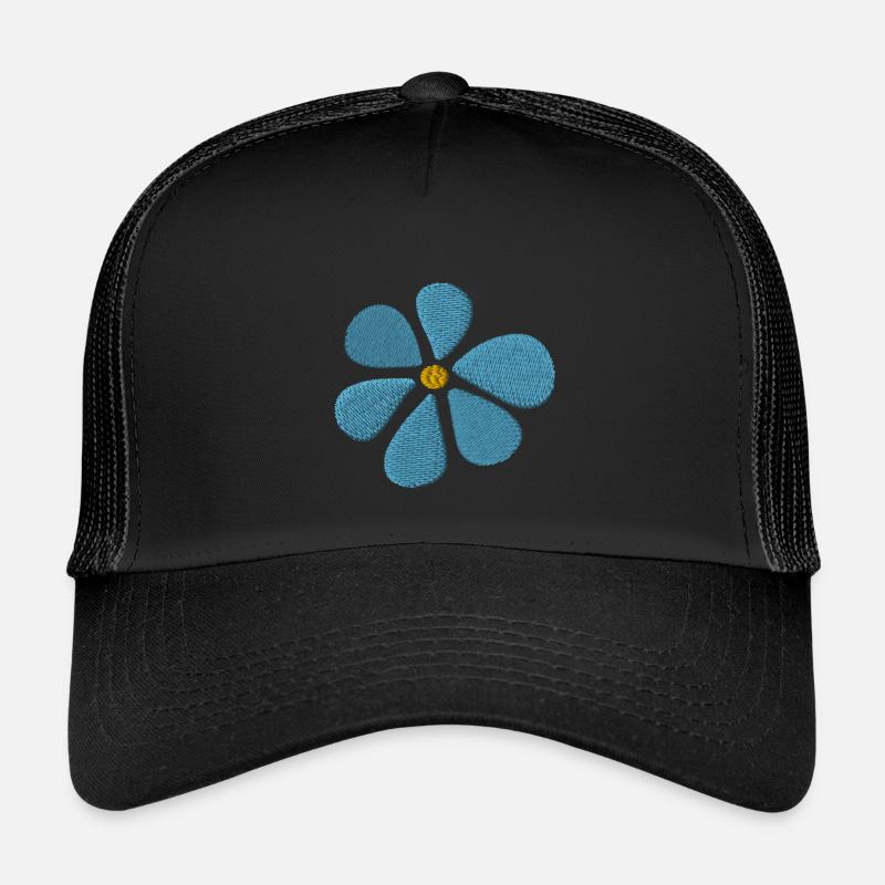 Gänseblümchen bestickt - Kinder Trucker-Cap - Schwarz/Schwarz