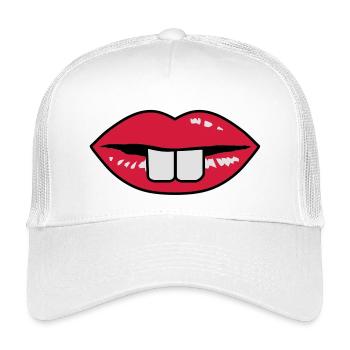 Buck teeth and red lips - Kids’ Trucker Cap - white - Front