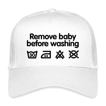 Remove baby before washing - Kids’ Trucker Cap - white - Front