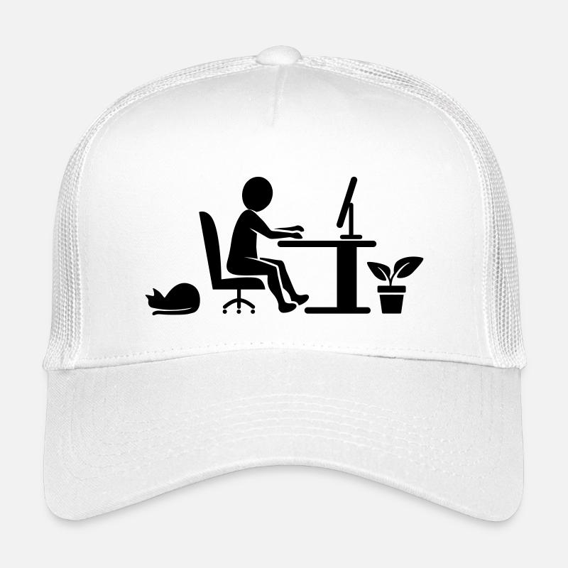 Home Office mit Katze und Zimmerpflanze - Kinder Trucker-Cap - Weiß
