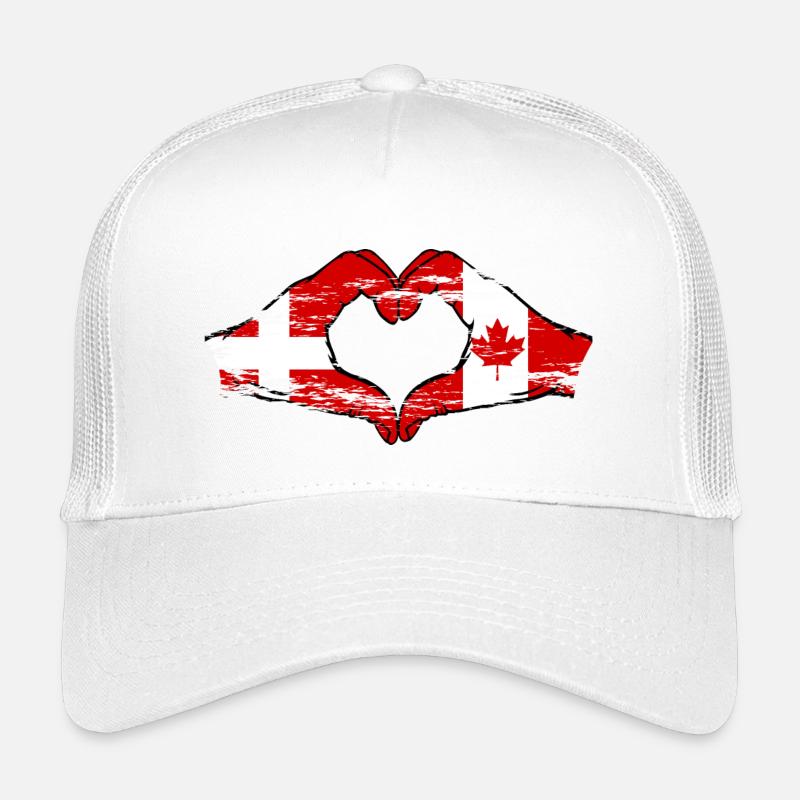 Denmark Canada Heart Shape with Hands Used Kids’ Trucker Cap