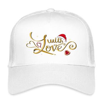 Goldener Liebes Schriftzug mit  Weihnachtsmütze - Kinder Trucker-Cap - Weiß - Vorne
