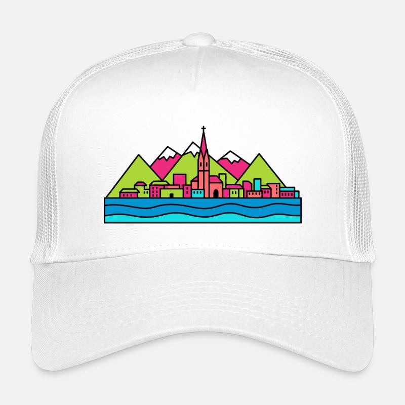 Lugano City Skyline Lake View Modern Line Art Kids’ Trucker Cap