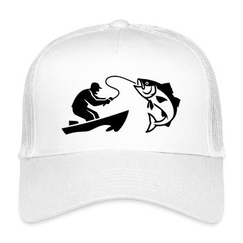 Silhouette de poisson pêcheur bateau - Casquette trucker enfant - blanc - Devant