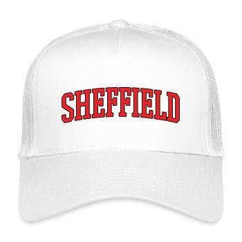 Sheffield Schriftzug Rot auf Schwarz - Kinder Trucker-Cap - Weiß - Vorne