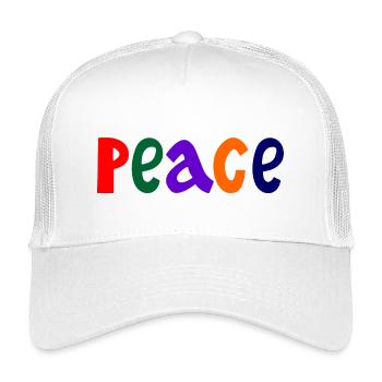 Lettres colorées avec le mot paix « Paix » - Casquette trucker enfant - blanc - Devant
