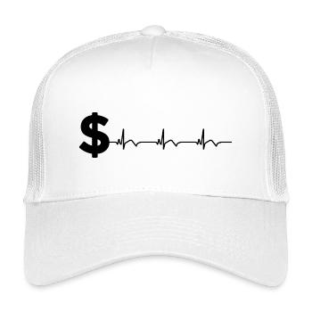 Dollar Sign $ ECG Heartbeat - Kids’ Trucker Cap - white - Front