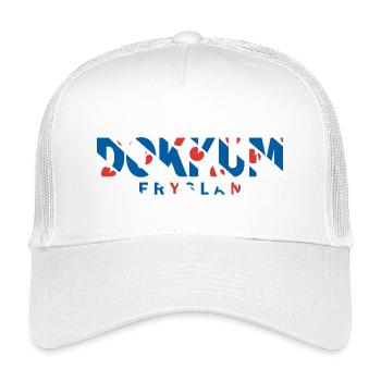 Chemise, sweat à capuche, sac Dokkum Friesland Fryslan Flag - Casquette trucker enfant - blanc - Devant