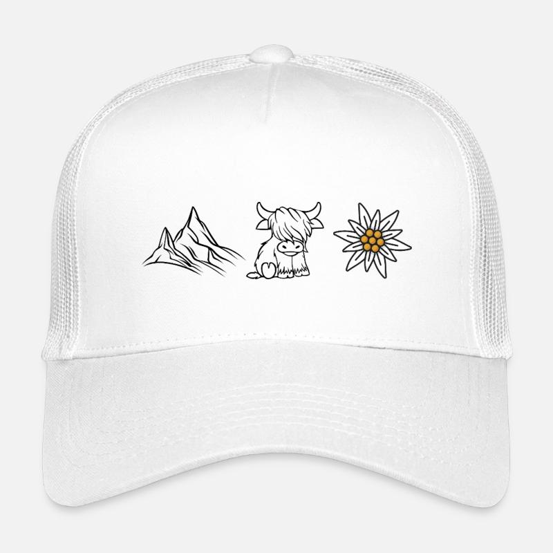 Montagnes Vache Edelweiss_Wandershirt Casquette trucker enfant