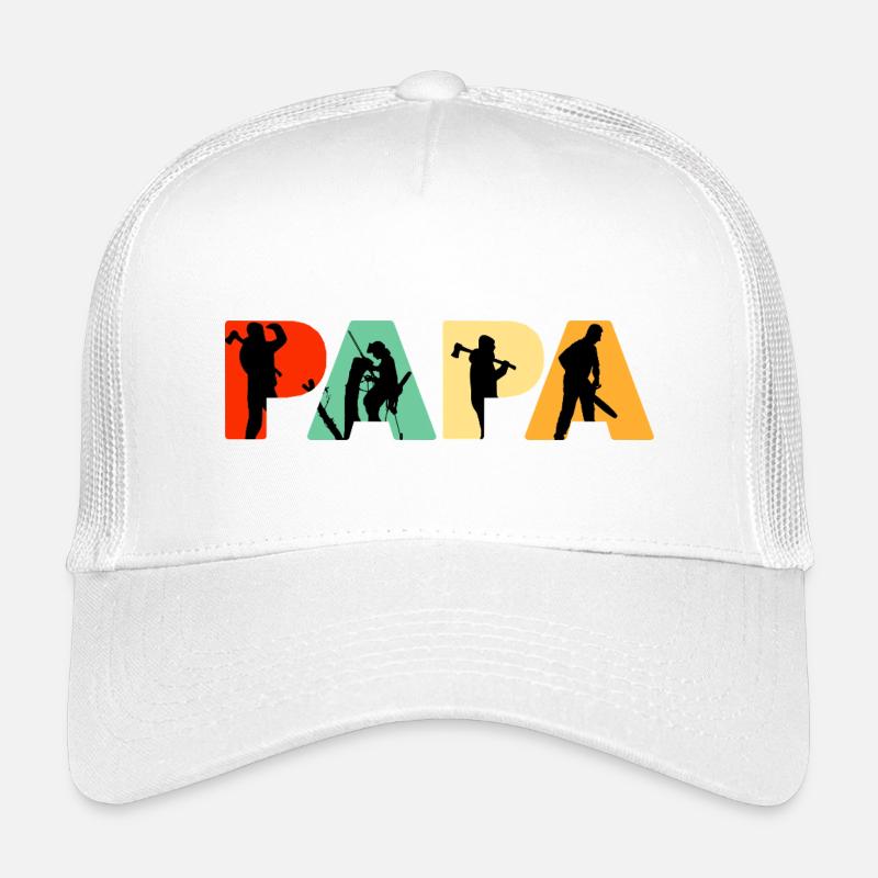 Papa, Holzfäller, Holzfäller, Baumkletterer, Baumpfleger, Vater, Vater, - Kinder Trucker-Cap - Weiß
