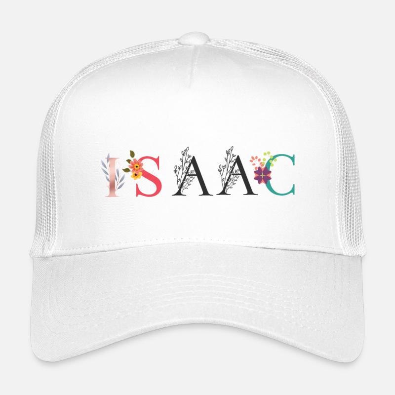 ISAAC Name Art With Flowers Embroidered Kids’ Trucker Cap