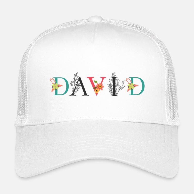 DAVID Nom Art avec fleurs brodées Casquette trucker enfant