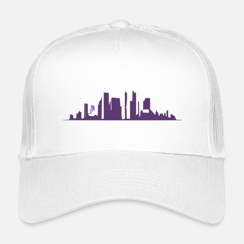 Urbane Silhouette in violetter Abstufung - Kinder Trucker-Cap - Weiß