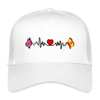 Cardio coeur avec drapeau de l’Angleterre et drapeau de l’Espagne - Casquette trucker enfant - blanc - Devant