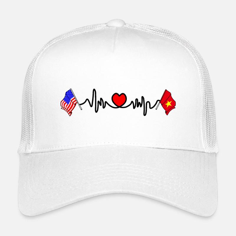 Cardio heart avec drapeau des États-Unis et du Vietnam Casquette trucker enfant