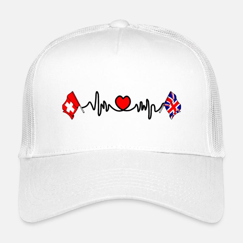 Cardio heart Drapeau Suisse, drapeau Angleterre Casquette trucker enfant