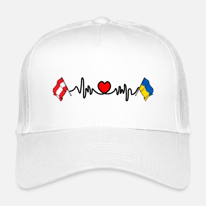 Coeur cardio avec drapeau Autriche et drapeau Ukraine Casquette trucker enfant