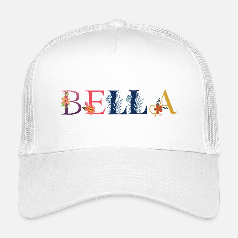 Le nom BELLA est décoré de fleurs Casquette trucker enfant