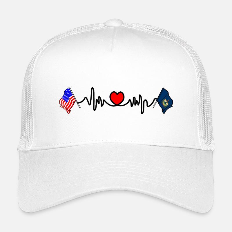 Cardio cardiaque avec drapeau des États-Unis et drapeau du Vermont Casquette trucker enfant
