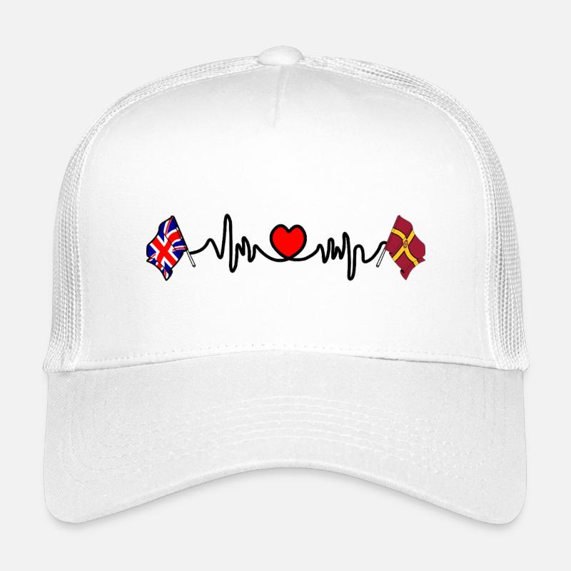 Drapeau Northamptonshire + Grande-Bretagne avec battement de cœur Casquette trucker enfant