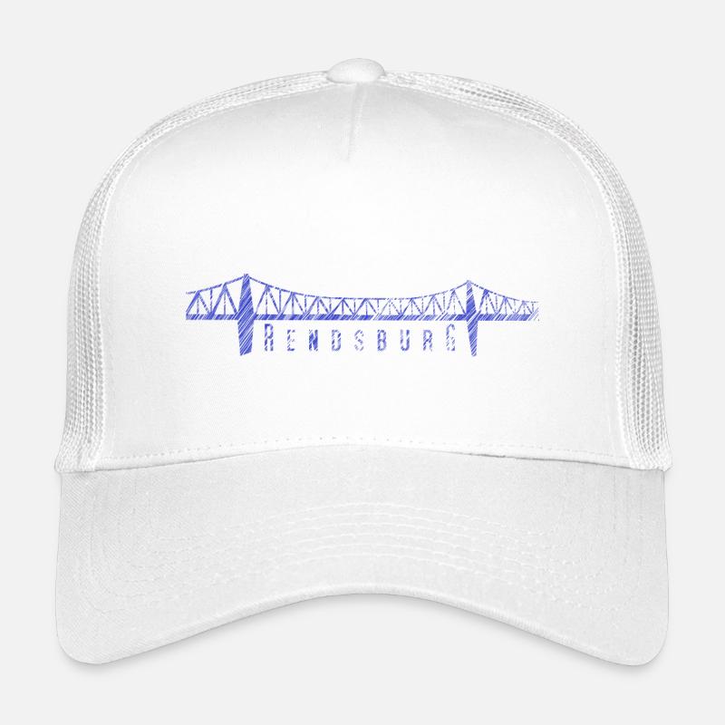 Rendsburg High Bridge – Sketched Skyline - Kids’ Trucker Cap - white