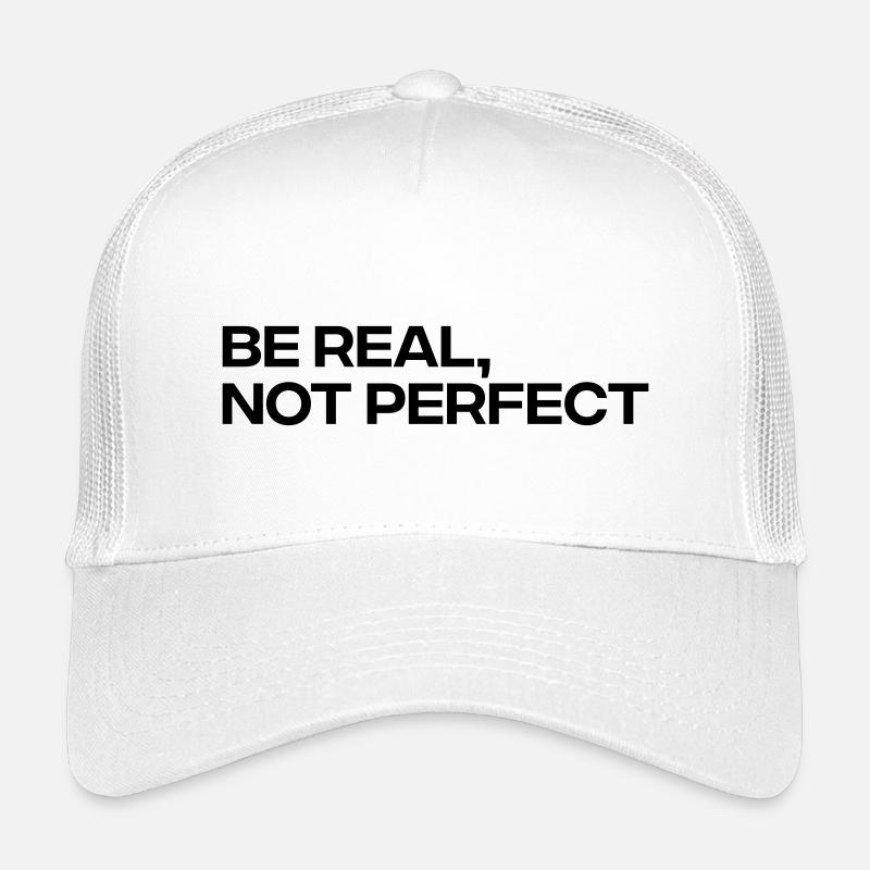 Sei echt, nicht perfekt – inspirierendes Zitat - Kinder Trucker-Cap - Weiß