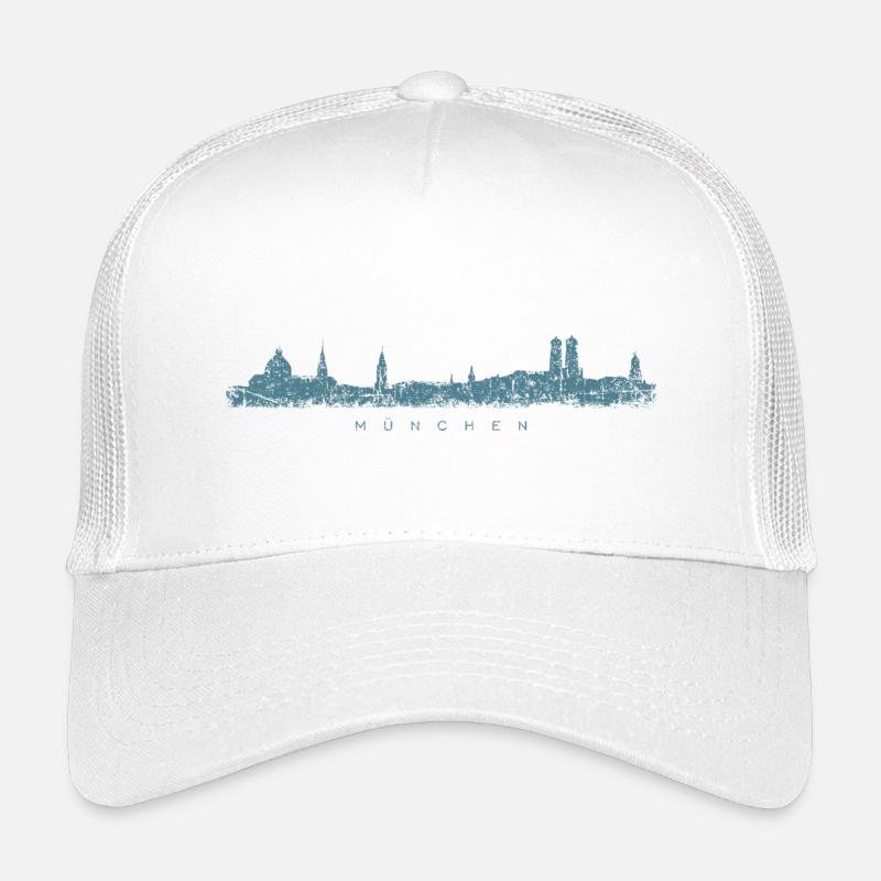 München Skyline (Vintage/Blau) - Kinder Trucker-Cap - Weiß