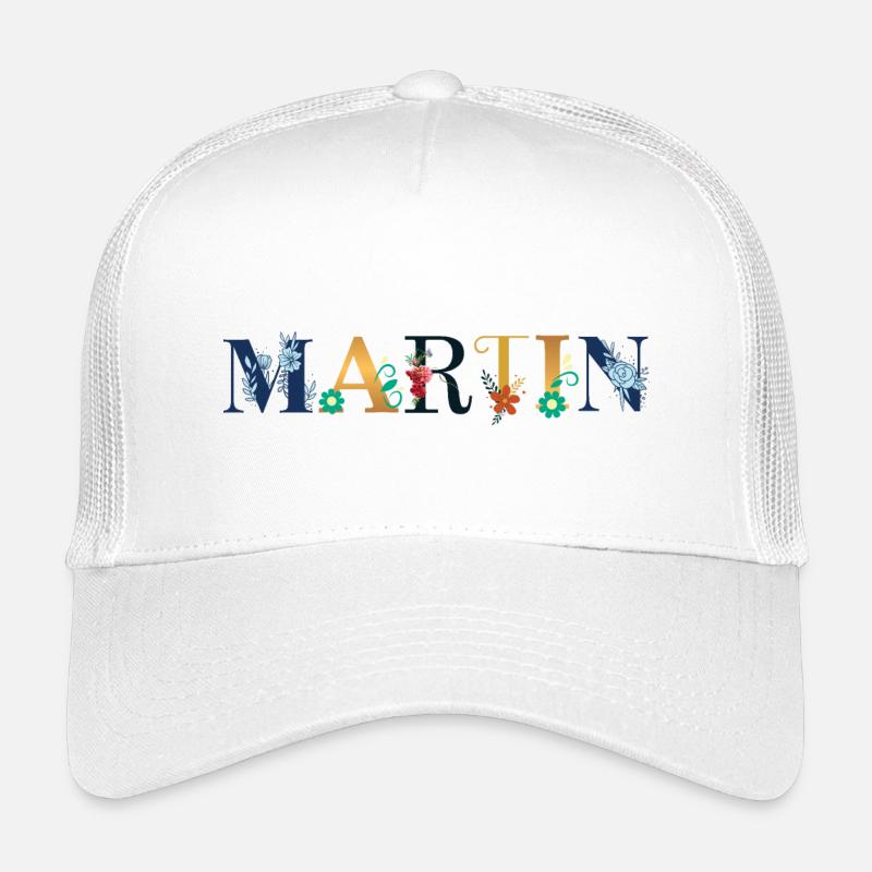 Nom MARTIN décoré de fleurs Casquette trucker enfant