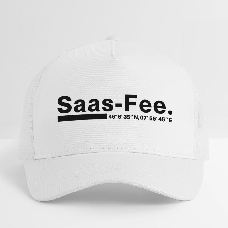 Saas-Fee coordinates Valais Switzerland Kids’ Trucker Cap