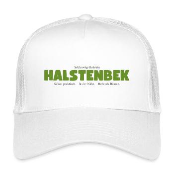 Halstenbek, als grüner Slogan - Kinder Trucker-Cap - Weiß - Vorne