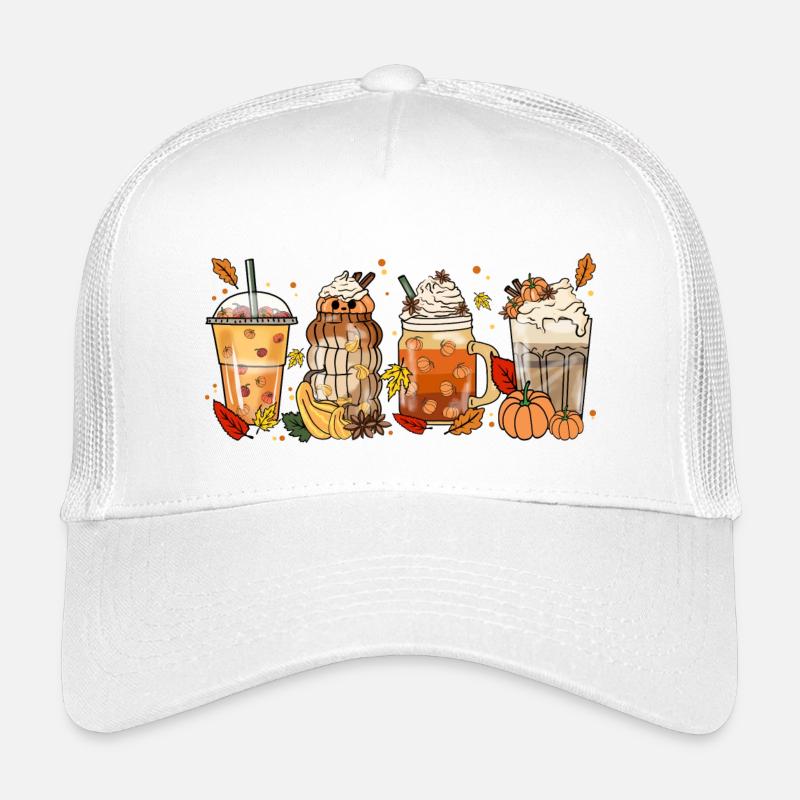 Halloween Coffee Tea Retro Pumpkin Cocoa Autumn Kids’ Trucker Cap
