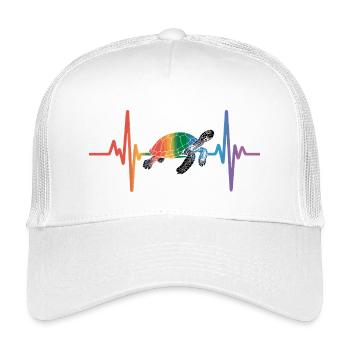 Colorful turtle in heartbeat design - Kids’ Trucker Cap - white - Front
