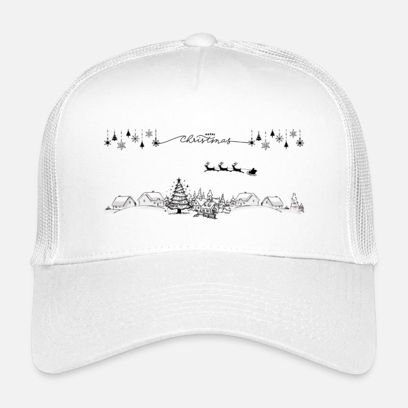 Winterliches Häuserpanorama Linienzeichnung - Kinder Trucker-Cap - Weiß
