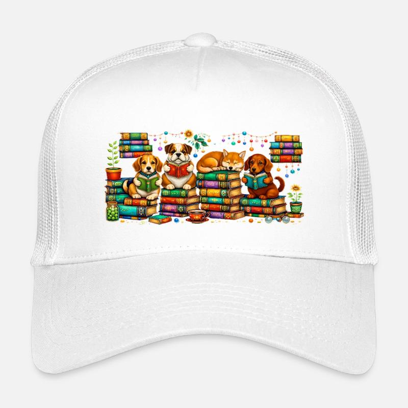 Chiens lecteurs avec des piles de livres Casquette trucker enfant