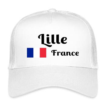 Lille France- Imprimés élégants - Casquette trucker enfant - blanc - Devant