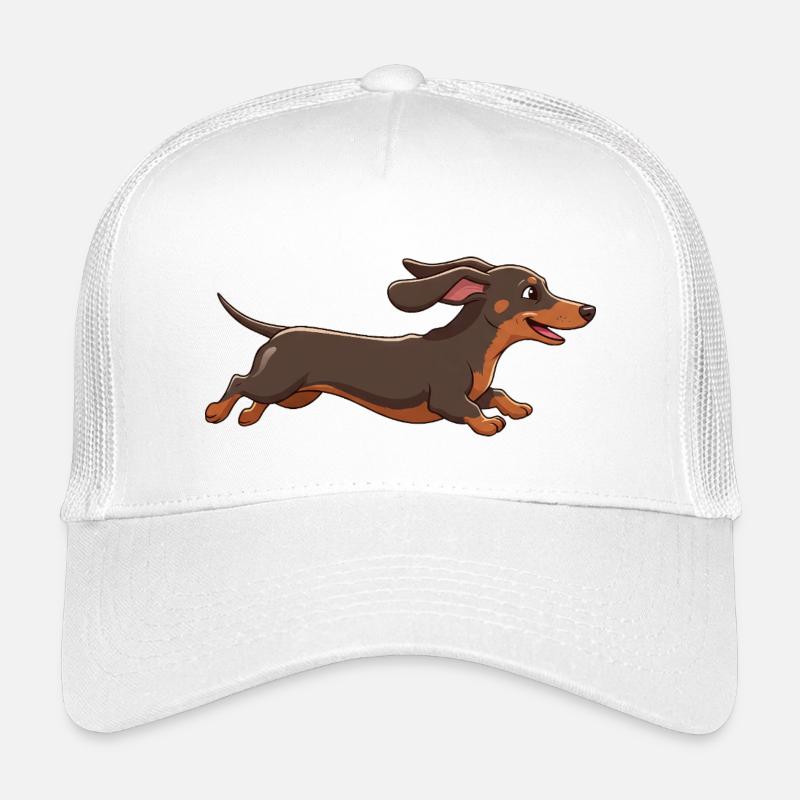 Fröhlicher Dackel beim Rennen Cartoon Spaß - Kinder Trucker-Cap - Weiß
