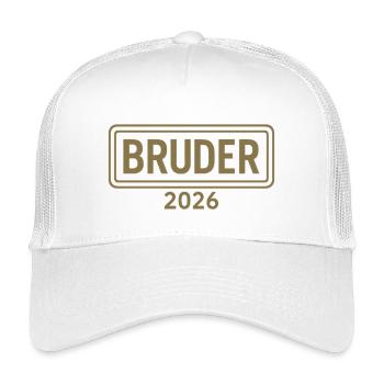 BROTHER 2026 Proud Sibling Announcement - Kids’ Trucker Cap - white - Front