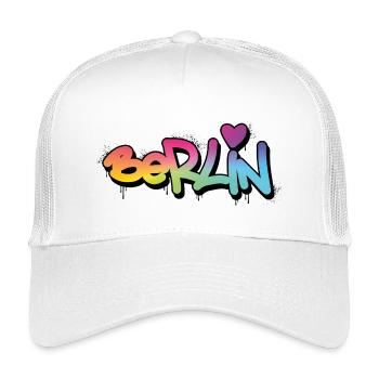 Berlin Graffiti Rainbow Font - Kids’ Trucker Cap - white - Front