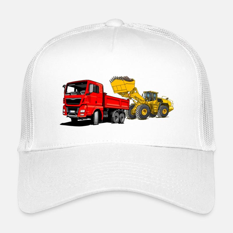 Baustelle, LKW, Radlader - Kinder Trucker-Cap - Weiß