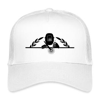 Welder logo transparent with half laurel wreath - Kids’ Trucker Cap - white - Front
