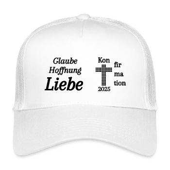 Confirmation 2025 Faith Hope Love Bible - Kids’ Trucker Cap - white - Front