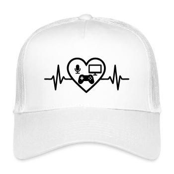 Streaming Gamer Herz Mikro Bildschirm Controller - Kinder Trucker-Cap - Weiß - Vorne