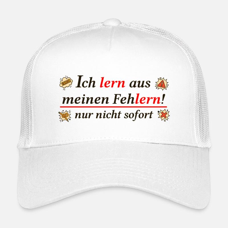 Ich lern aus meinen Feh-lern – Funny Learning Pun  - Kinder Trucker-Cap - Weiß
